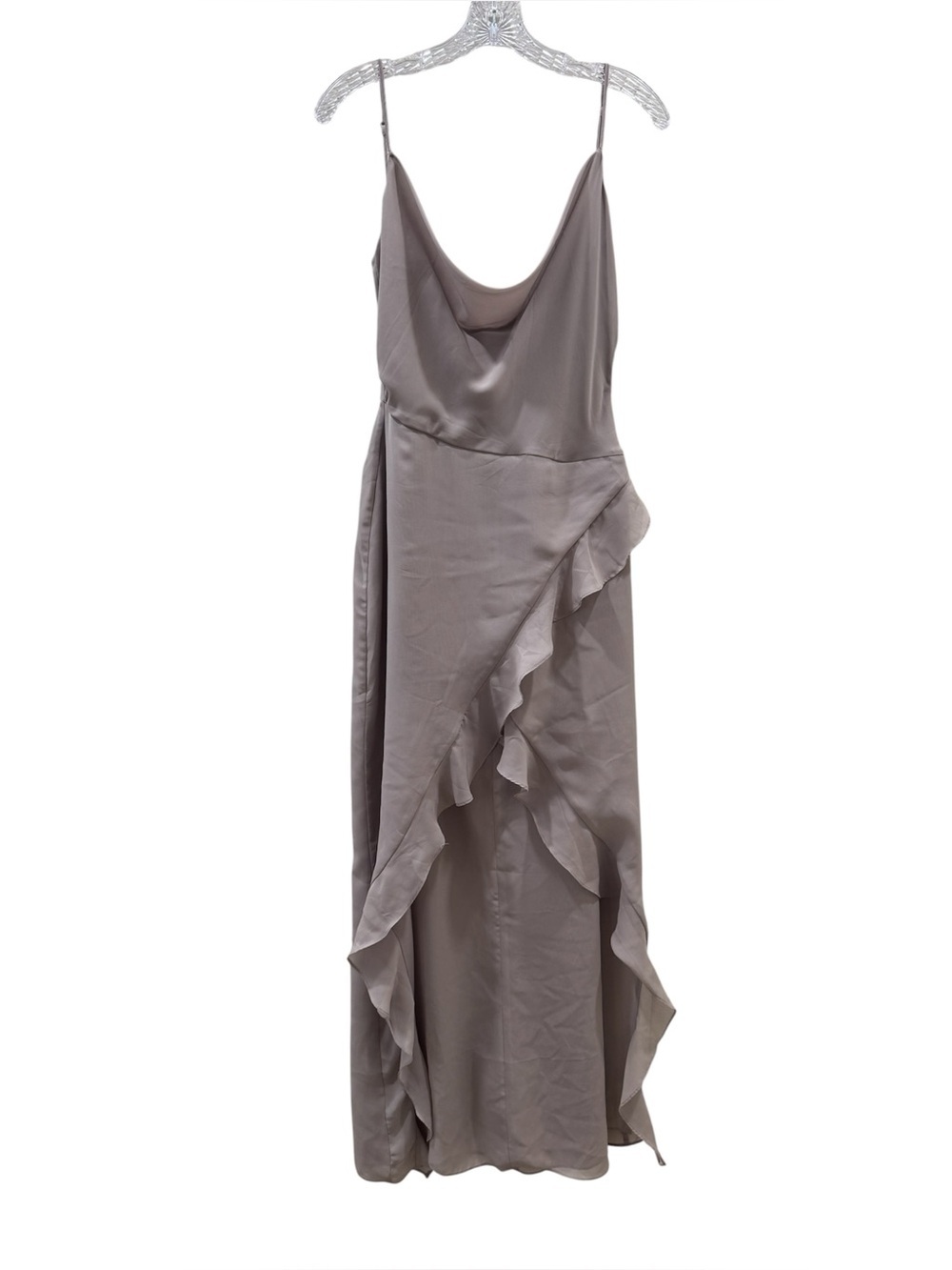 House of CB Light Gray High-Low Ruffle Slip Dress - Picture 2 of 7